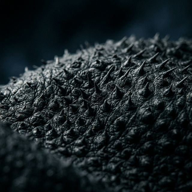 Close-up detailed texture of sustainable Le Puffer eco-leather, a regenerative design solution transforming invasive silver-cheeked toadfish into premium fashion materials.